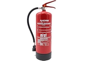 Feuerlöscher 6L Schaum AB mit Manometer, EN 3, Wandhalterung und ANDRIS® Prüfnachweis & ISO-Symbolschild Folie