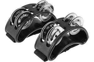 ZEACCT 2 Stück Fuß Schütteln Tamburin, Tamburine für Erwachsene, Metall Jingle Bell Musikinstrument, Fuß Shaker Tamburin, Percussion Fuß Tamburin, Fuß-Shaker Percussion, für Gitarren Cajon Gigs(Schwarz)