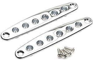 Unxuey Gitarrenmontageh Ferrules, 2er Set E-Gitarren Saiten Montagezwinge, durch Korpus statt Saitenbuchse Metallplatte Gitarrenteile Ersatzzubehör für Bassgitarre Chrom