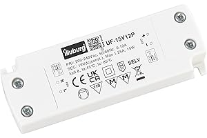 illuburg Trasformatore LED 12V 15W Sottile Senza Sfarfallio per GU4 GU5,3 Strisce LED Mobili Montaggio Nascosto Alimentatore Driver Power Supply