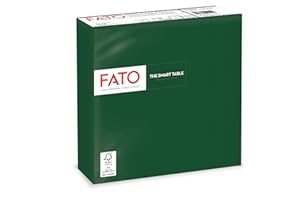 Fato - Lot de 50 Serviettes de Table Papier Jetables , Idéal Pour Les Repas Et Buffets, Taille 33x33, Pliés en 4 et 2 Plis, Couleur Vert Forêt, 100% Pure Cellulose, Certifié FSC