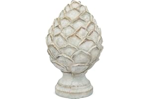 MATCHES21 HOME & HOBBY matches21 Cono pigna con Base Figurina Decorazione Giardino Cemento Antico Ottica Crema 1 pz Ø 13x21 cm