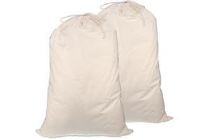 FYGUARD 2 Stück Stoffsack, 50 x 70cm Weihnachtssack Baumwollsäckchen Stoffsäckchen Geschenkverpackung Weihnachten Wäschesack Wäschebeutel Reise Baumwollbeutel mit Kordelzug (Beige)