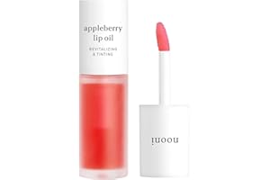 NOONI Korean Vegan Lip Oil - Appleberry | Lip Stain, Long-Lasting, Moisturising, Plumping, Revitalising for Dry Lips, Travel-Friendly, Waterproof, No Peel Off, Hydrating, Nourishing, 0.12 FL