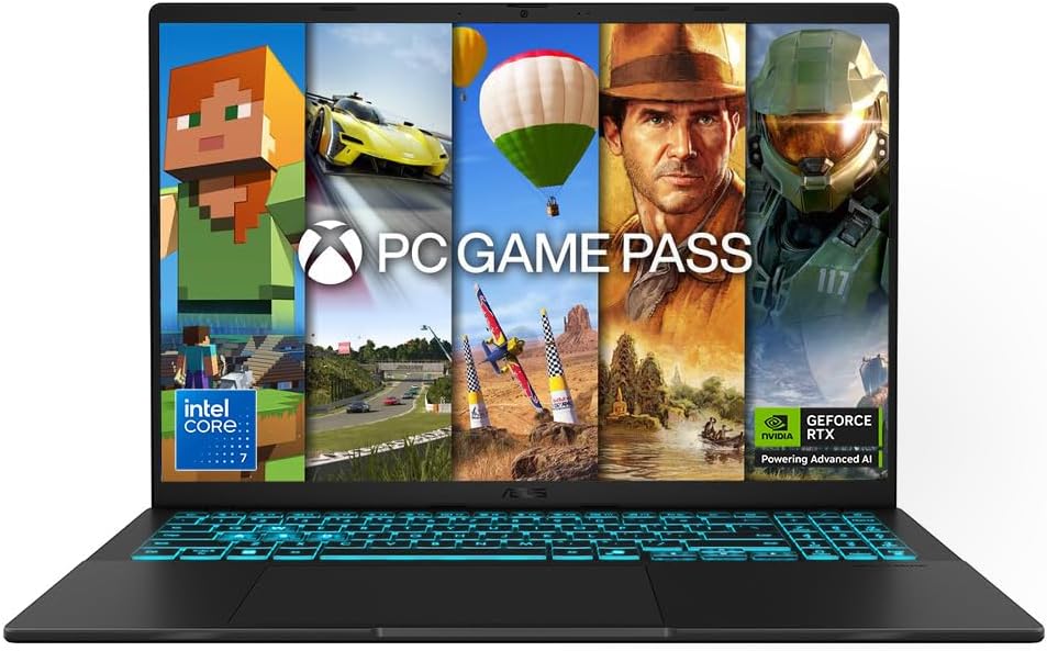 ASUS V16 V3607VP Gaming Laptop | 16.0" WUXGA 144Hz Screen | Intel Core 7 240H | NVIDIA GeForce RTX 5070 | 32GB RAM | 1TB PCIe SSD | Backlit Keyboard | Windows 11 | 3 Month Xbox Game Pass