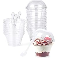 30 Pcs 200ml Clear Plastic Dessert Cups With Lids – Reusable 7oz Round Pots For Pudding, Mousse, Ice Cream