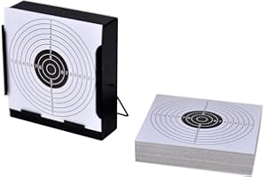 Tidyard Cuandrado Soporte para Blanco de Tiro para Entrenamiento o Práctica de Disparos,100 Dianas de Papel de 14cm,Automaticamente Atrapa Los Casquillos,14.5x5x14.5cm