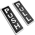 Paynads Push Pull Black Glass Door Acrylic Signage Sticker, Self-Adhesive 5.9 x 2 Inches Door Sign Sticker for Office, Stores, Cafe, Hotel, Restaurant, Business & Shop