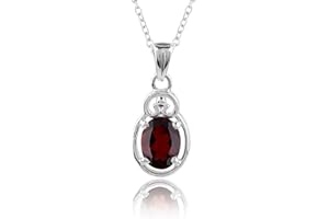 GEMKORA Real Garnet Crystal Pendant Necklace, Natural Gemstone, Birthstone Crystal, Healing Stone, Gift for Women Mom Her, Statement Jewellery, 925 Sterling Silver 18 inch