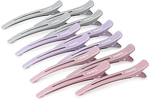 AIMIKE 12pcs Pinzas Pelo de Seccionamiento, Pinzas Pelo Peluqueriade Profesional, Pinzas de Pelo de Duckbill Con Banda de Silicona, Pinzas Para el Pelode Estilismo de Salón, Pinzas Pelo Mujer, Morandi