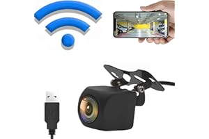 MOMOTOU WiFi Auto Drahtlose Backup Kamera 1080P HD Nachtsicht Auto Rückfahrkamera IP68 wasserdichte 170 Grad Breite Betrachtungswinkel mit App für Auto Van SUV Pickup Anhänger RV (USB Kabel)
