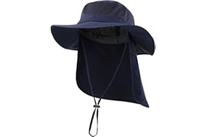 Decentron Outdoor UPF 50+ Mesh Sun Hat Wide Brim Fishing Hat with Neck Flap Hiking Bucket Hat for Men