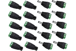 Switian Lot de 10 Paires Connecteur DC 5.5x2.1mm Mâle/Femelle 12V - Connecteurs Sécurisés sans Soudure pour Caméra Surveillance, LED, DVR(Compatible 24V)