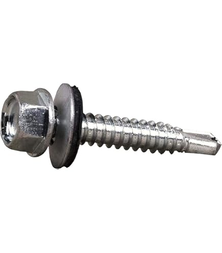 SKIR'CO (50 stuks) Geverfde dakschroeven 4,8 x 50 mm, zeskantige kop, zelfborende schroeven met EPDM-ringen (antracietgrijs, RAL 7016
