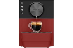 Cecotec Machine à Café Superautomatique Compacte Cremmaet Cube Rouge. 1350W, Professionnelle, Système de Pressage, Pré-Infusion, 19 Bars, Système Thermoblock, 5 Niveaux de Mouture, Contrôle Tactile