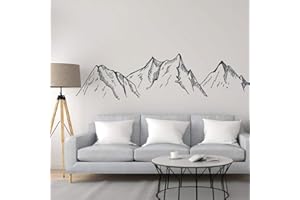 QIANGTOU Montaña Silueta Pared calcomanía montañas Vinilo Pared Ventana Pegatina Granjero casa murales para Sala de Estar Moderna decoración de habitación 111x28cm