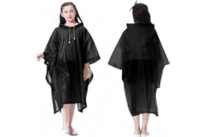 Bosdontek 2 Stück Regenponcho Kinder Wasserdicht Wiederverwendbar Regencape Kinder Regenmantel Kinder, Atmungsaktiv Raincoat Kids mit Kapuze