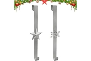 LARFRAECY Ganchos de puerta plateados,Colgador de corona de Navidad,Gancho para puerta,Colgador de corona de metal plateado de 38 cm,colgadores en forma de S,ganchos para decoración de árbol de Navidad