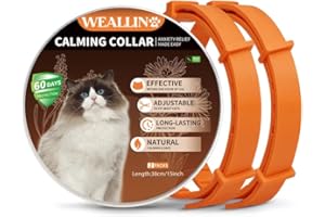 WEALLIN Collare Calmante per Gatti, Regolabile e Impermeabile Collari Calmanti, 60 Giorni di Protezione, Rilievo di Ansia Collare ai Feromoni per Gatti di Taglia Piccola, Media e Grande(2pz, Arancia