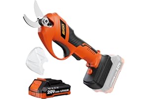 AIVOLT Tijeras de Podar Eléctricas 20V con Batería de Litio 2.0Ah Tijeras de Podar Batería con Motor sin Escobillas Diámetro Máximo de Corte de 25mm para Jardín