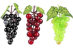 Rosixehird 3Stück Künstliche Trauben Deko, Gefälschte Trauben, Kunstobst Obst Dekoration, Künstliche Weintrauben Trauben, Kunstobst Plastikobst Künstliches Obst Gemüse Dekoration
