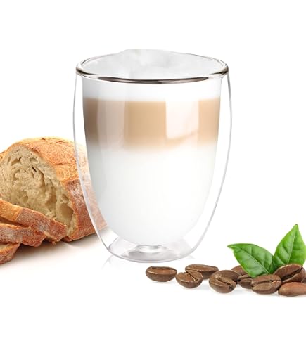 Recamania - Lot De 4 Verres Double Paroi 350 Ml En Verre Borosilicate - Résistant Chaud/froid, Sans Condensation