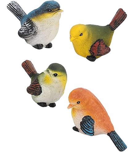 Polyresin Vogelfiguren-Set - 2 Naturgetreue Vögel Als Dekoration Für Garten & Wohnung, 9x14x8 Cm & 12x18x12 Cm