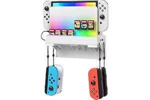 YUANHOT Switch Wall Mount for Nintendo Switch and Switch OLED,Switch Games Stand Controller Holder,Wall Console Shelf with 7 Game Card Holders 4 Joy Con Hanger Safely Organizer Accessories