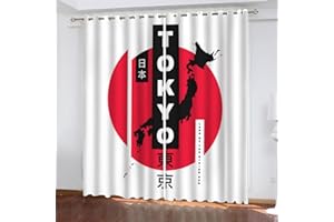 NUYSP Tokyo, Japan Vorhang Blickdicht B 150 X H 166 cm Polyester Vorhänge mit Ösen 2er Set Gardinen, 3D Gedruckt Manga Verdunkelungsvorhang für Kinderzimmer Wohnzimmer Schlafzimmer