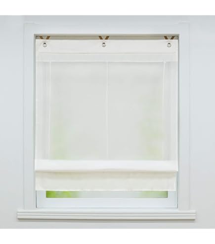 Store Voile Alina Joyswahl - Voilage Transparent Avec Broderie Florale - Cordon De Serrage - Pour Salon & Cuisine