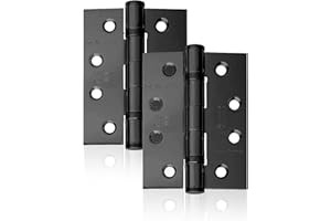 UAP 2 Set of Ball Bearing Door Hinges 4 Inch (100mm x 75mm) – Mild Steel Butt Hinges, Heavy Duty for External & Internal Doors, Residential & Commercial (2 Pack, Black)