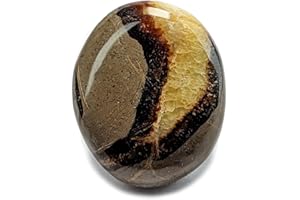 Septaria Pierre Naturelle, Cristal Thérapeutique de Lithothérapie, 100% Fait-Main dans l'Atelier Familial, Pierre Précieuse de Bien-être, Méditation, Reiki et Chakra, Galet format Poche [Eusice]