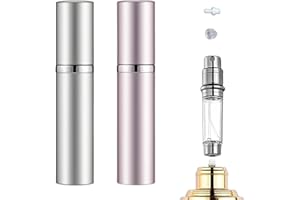 JAONLD Vaporisateur Vide,2 Pièces Vaporisateur Parfum Rechargeable Voyage Vide,Vaporisateur Parfum pour les Voyages,les Femmes et les Hommes(5ML,Argent,Rose)