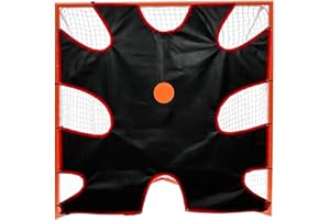 Gulfmore 6 x 6 FT Lacrosse Goal Shot Target, Portable Lacrosse Net Training Equipment with Knight Design, Black Lacrosse Goal Shooting Target with 8 Pitching Zone for Shotting Practice