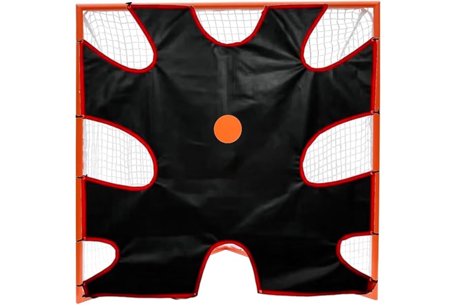 Gulfmore 6 x 6 FT Lacrosse Goal Shot Target, Portable Lacrosse Net Training Equipment with Knight Design, Black Lacrosse Goal Shooting Target with 8 Pitching Zone for Shotting Practice