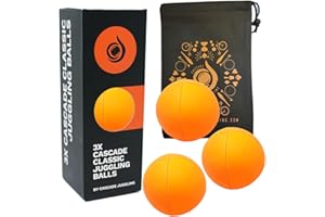 CASCADE JUGGLING 3 x Pro 115g Cascade Neon Classic Thud Juggling Balls & Bag - Set of 3 Juggling Balls (Orange)