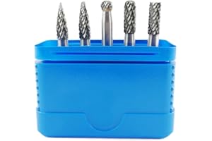 WRS WINTERHOFF WRS - Juego de 5 fresas de metal duro con dentado universal en cruz, calidad industrial, en caja de plástico rosa, tamaño: 6,0 mm de diámetro de cabeza, 5 piezas