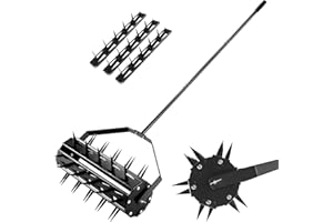 Fachmach Lawn Aerator, Push Toothed Aerator Rotary Heavy-Duty Lawn Spike Aerator Manual Aerator Lawn Tool, for Aerating Lawns Yard Care Loosening Soil
