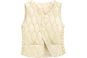 CMTOP Gilet Donna Pile Termico Morbido Smanicato Leggero Elegante Panciotto, Peluche Imbottito Caldo Senza Maniche Giacca, Trapuntato Corto Waistcoat Invernale Autunno con Tasche Bottoni