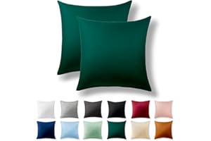 ‎ALREYA Alreya 2er-Set Renforcé Kissenbezug 80 x 80 cm - 100% Baumwolle mit YKK Reißverschluss, Superweicher Kopfkissenbezug 80x80, Kissenhülle, Waldgrün, nur Kissenbezug