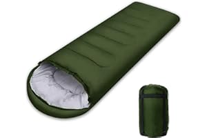 JOYART Sacco a Pelo, 4 Stagioni Sacco Pelo Leggero Portatile Sacchi a Pelo Campeggio con Sacco a Compressione e Caldo con Cappuccio per Adulti Adolescenti Bambini Campeggio