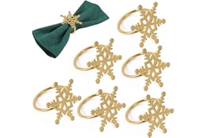 SKYSTUFF Christmas Napkin Rings Gold for Table Decor, Snowflake Christmas Napkin Rings Decoration for Party Holiday Christmas Wedding Table Decoration