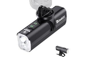 TOWILD 1800 Lumen Luci Bici, Luce Anteriore Intelligente Bicicletta a Doppia Sorgente Luminosa Faro Bicicletta LED Tipo C Ricaricabile da 5000mAh Supporta l'installazione Inversa, DLite1800