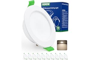 HOMEOW Spot LED Encastrable Extra Plat 68mm, Spot Etanche Salle de Bain IP44, 5W 400 Lumen Spots Encastrés Blanc Neutre 4000K, Trou 68-78mm, AC 220-240V, Lot de 10