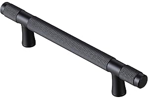 AITITAN 10 Pack Black Cupboard Handles Knurled - 128mm Hole Spacing (180mm Length) Black Kitchen Cupboard Handles, Wardrobe Door Handles and Kitchen Door Handles