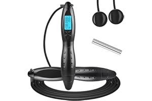 Corda per saltare,Wastou Peso digitale Calorie Impostazione del tempo Corda per saltare con contatore per esercizi interni ed esterni Allenamento con corda per saltare regolabile per uomini,donne,bambini,ragazze