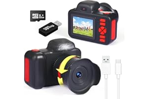 YunLone Camara Fotos Infantil, 1080P HD Selfie Video Camara de Fotos , Mini DSLR con Tarjeta SD de 32GB, Regalos de Cumpleaños para Niños de 3 4 5 6 7 8 Años(Negro)