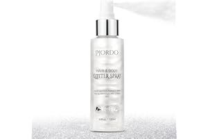 Pjordo Body Glitter Spray, 120ml Silver Glitter Spray for Hair, Body & Clothes, Instant Sparkle Highlighter Makeup for Festival Rave Stage Concert Party