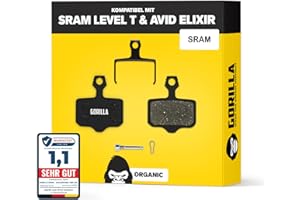 ‎GORILLA BIKES Gorilla Bikes Bremsbeläge I Für Avid Bremsen Elixir 1-9 I Für SRAM Bremsen Level T & TL I Resin I Hohe Bremsleistung I Langlebig & Passgenau I Für Avid Elixir 5, SRAM Level T & SRAM Level TL