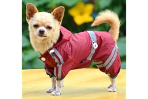 XIAOYU pet dog Welpe wasserdicht Regenmantel Jacke mit Kappe für kleine mittelgroße Hunde, rot, L